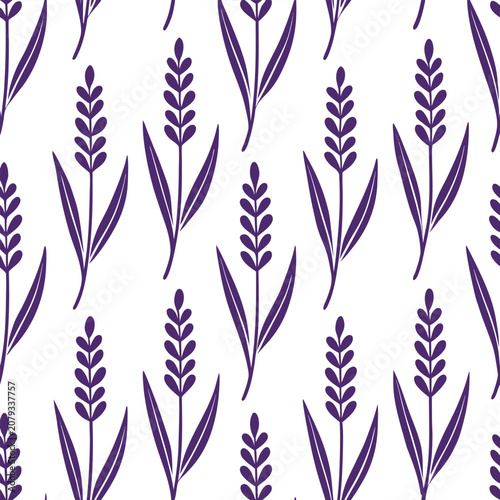 lavender-seamless-pattern silhouette on white background