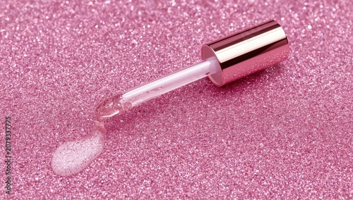 Lip gloss tube and pink gli...