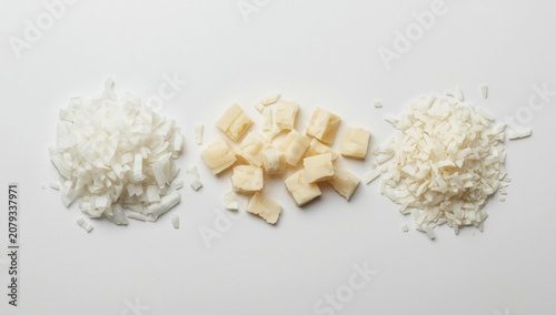 Chopped onions, cheese cube...