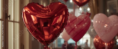 Red and pink heart-shaped b...