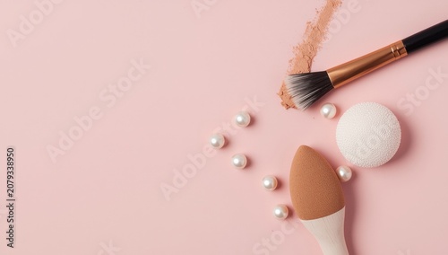 Tan makeup pearls with brus...