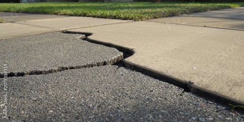 Cracked pavement and sidewa...