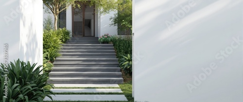 Modern entrance with stone ...
