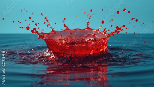 Red liquid splash creating ...