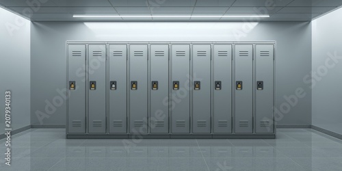 Row of metal lockers in a s...