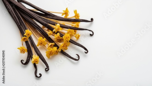 Vanilla pods and yellow flo...