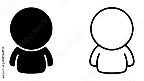 Canvas Print Contrast: A graphic representation depicting a stark contrast between two simplified human figures, one solid black, the other outlined white, symbolizing duality or opposition