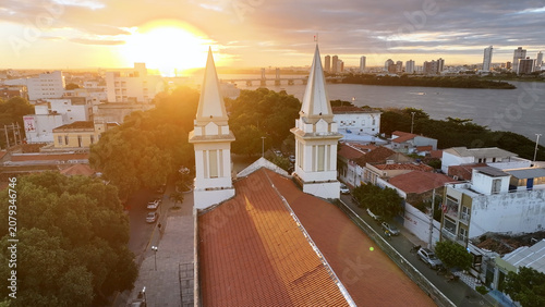Sunset Juazeiro Skyline In Juazeiro In Bahia Brazil. Nossa Senhora Das Grotas Cathedral. Medieval Building. Sunset Downtown. Juazeiro Skyline In Bahia Brazil. Religious Sanctuary. Brazil Northeastern.