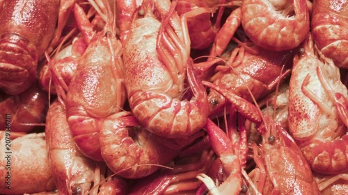 Fried shrimps at a night food market in a Chinatown