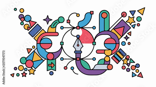 A colorful abstract illustration of shapes