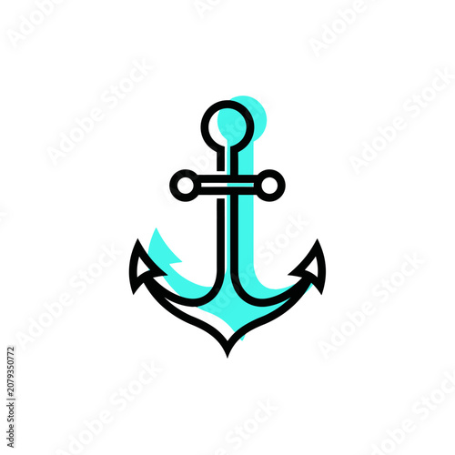 Teal and black anchor symbol illustration.