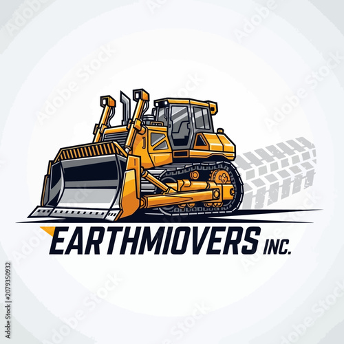 Bulldozer logo with earth movers company.