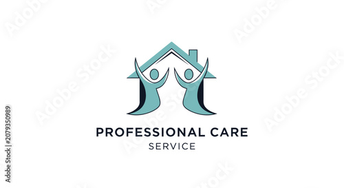 Professional care service logo with house.