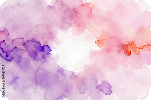A close up of a purple and pink watercolor background