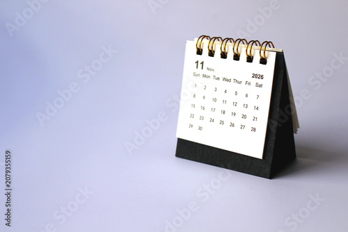 Monthly calendar template for the new year 2026 desk calendar,isolated on white background.