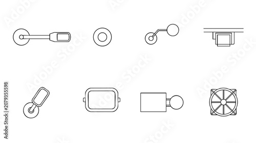 Outdoor Lighting Elements Top View CAD Blocks Architectural Vector Symbol Set