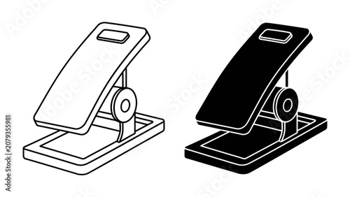 Foto Hole Puncher Illustration: A clear, simple line art and silhouette illustration of a hole puncher, showcasing its functional design in a clean, graphic style