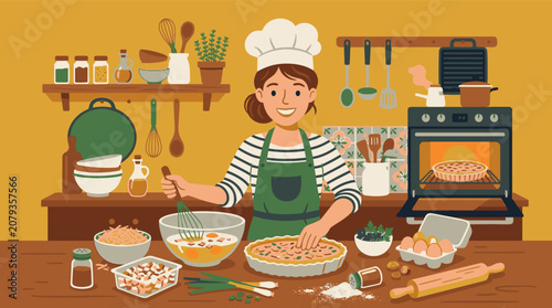Vászonkép Baker Preparing Quiche Lorraine 202606210132 2