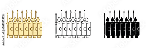 Foto Ancient Roman legionaries in formation with shields and spears, vector illustrat
