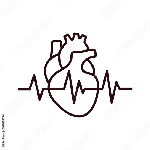 Heart with ECG Line Icon Cardiology Healthcare Medical Symbol