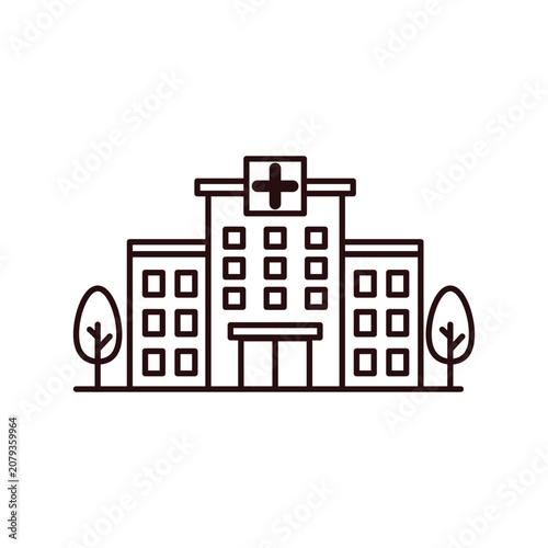 Hospital Building Line Icon
