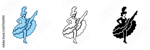 Canvastavla Iconic can-can dancer performing a high kick in a vintage style