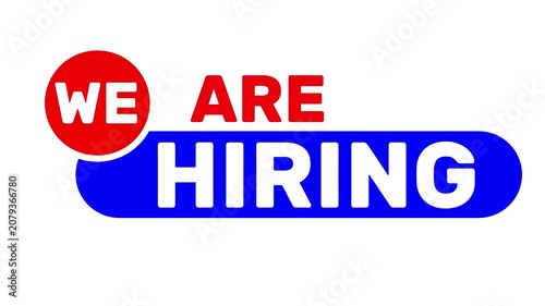 We Are Hiring Badge Label Sign Recruitment Job Vacancy Announcement Business HR Animation 4K.