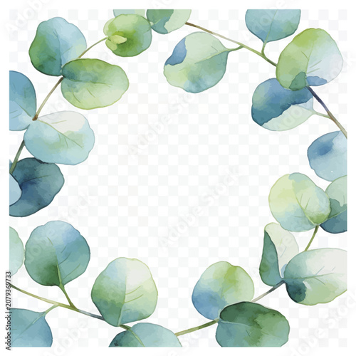 Watercolor Eucalyptus Leaves Frame - Delicate Greenery Border for Invitations and Designs