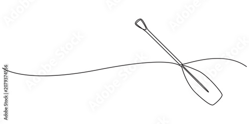 Photography oar continuous one line drawing, vector graphic illustration, Paddles and oars v