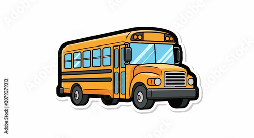 Yellow School Bus Cartoon Illustration.