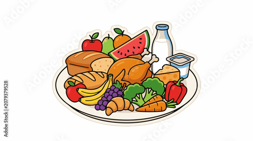Colorful plate of fresh food variety.