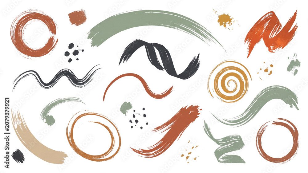 Obraz premium Minimal Expressive Brush Movement Collection with Contemporary Textured Paint Marks