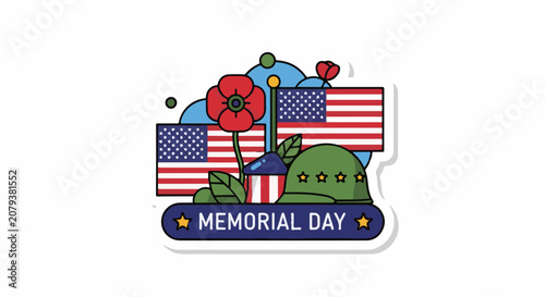 Memorial Day patriotic American symbol sticker.
