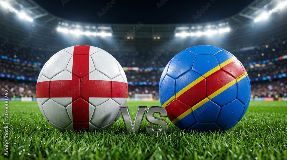 Obraz premium International Football Championship Faceoff Between England and Democratic Republic of the Congo