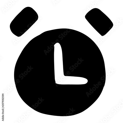 A hand-drawn alarm clock icon symbolizing time, schedules, and reminders.