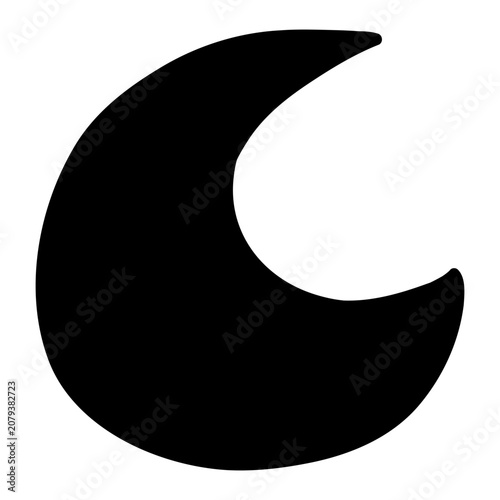 A hand-drawn crescent moon icon symbolizing night, sleep, and dark mode.