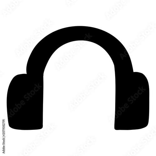 A hand-drawn headphones icon representing music, audio, and listening experiences.