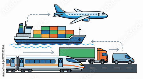 Transportation Modes Cargo Logistics System Network.