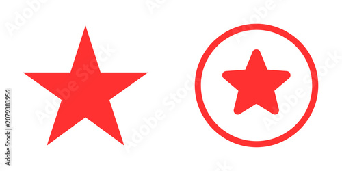 Obraz na plátně Red star icon and star in circle isolated on transparent background