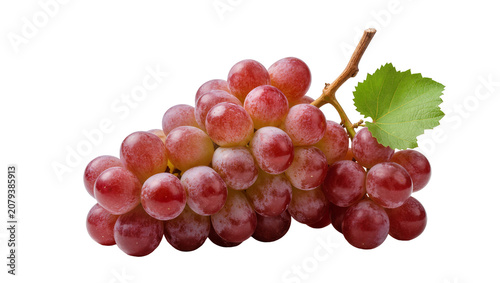 фотографія Isolated juicy and refreshing red grapes with a vibrant green leaf and sturdy st