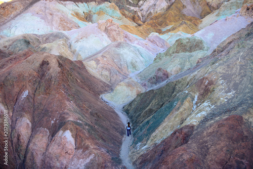 Принти на полотні Sierra nevada california colorful canyon mineral hill with lone hiker on desert