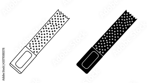 Obraz na plátně Nail Files Icons: A set of two nail file icons, one in line art and the other in solid black, representing a tool for grooming and shaping nails