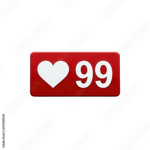 Red Heart 99 Like Button Transparent Background