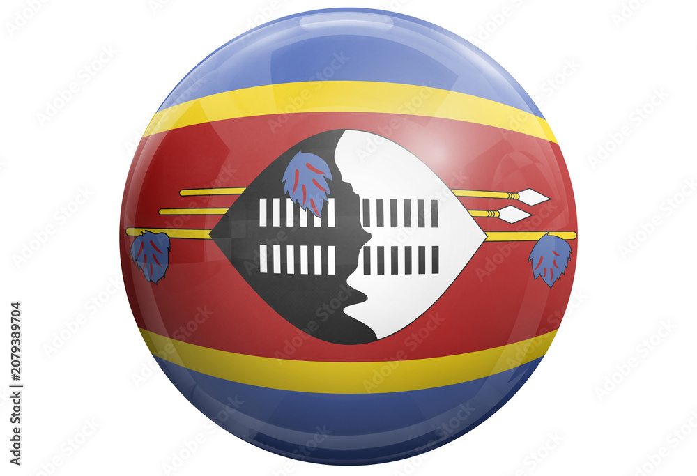 Fototapeta premium 3d badge country png button design sphere round element eswatini symbol glass world web circle