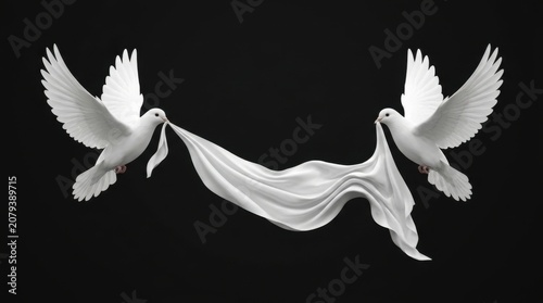 Doves Carrying White Peace Cloth