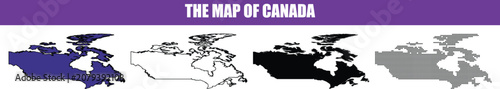 Canada map outlines in various fills during daytime isolated on white background