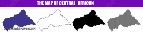 Central African Republic outline map variations in silhouette style isolated on white background
