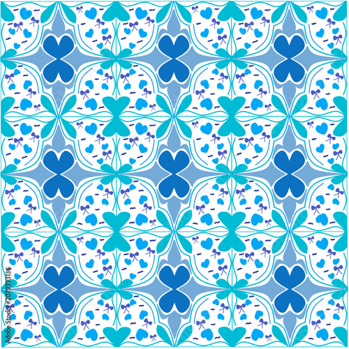 seamless pattern with blue flowers