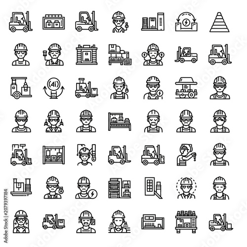Diverse collection of profession and industry icons.
