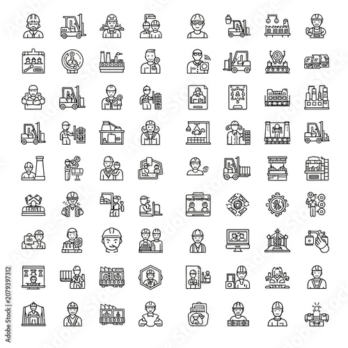 Diverse business and technology icons collection.